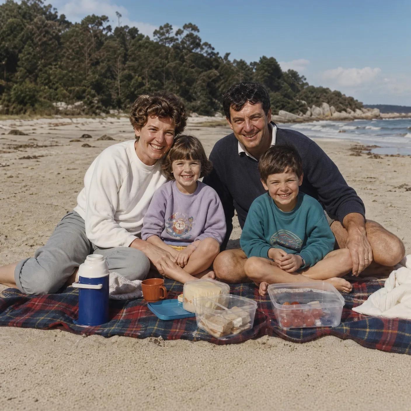 The same family photo with the fold lines gone. Restored with Grok Imagine.